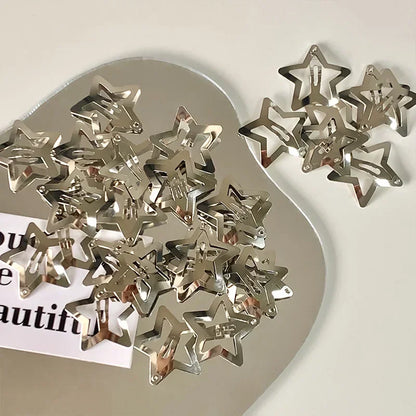 10/50PCS Colorful Kawaii Star Barrettes – Y2K Sweet Girls Metal Snap Hairclips & Hair Jewelry Gifts