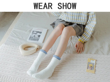 4 Pairs Women's Winter Fuzzy Socks – Thick Thermal Soft & Fluffy Slipper Socks for Home & Sleeping