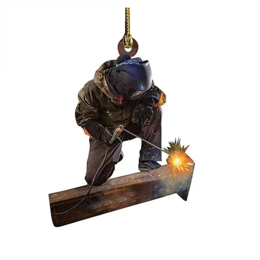 Acrylic Christmas Welder Ornament – Cartoon Tree Hanging Decoration for Car Mirror or Holiday Crafts