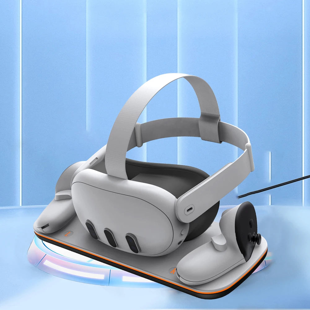 VR Headset Controller Charging Dock for Meta Quest 3 — Cradle with 2 Rechargeable Batteries & USB-C Cable