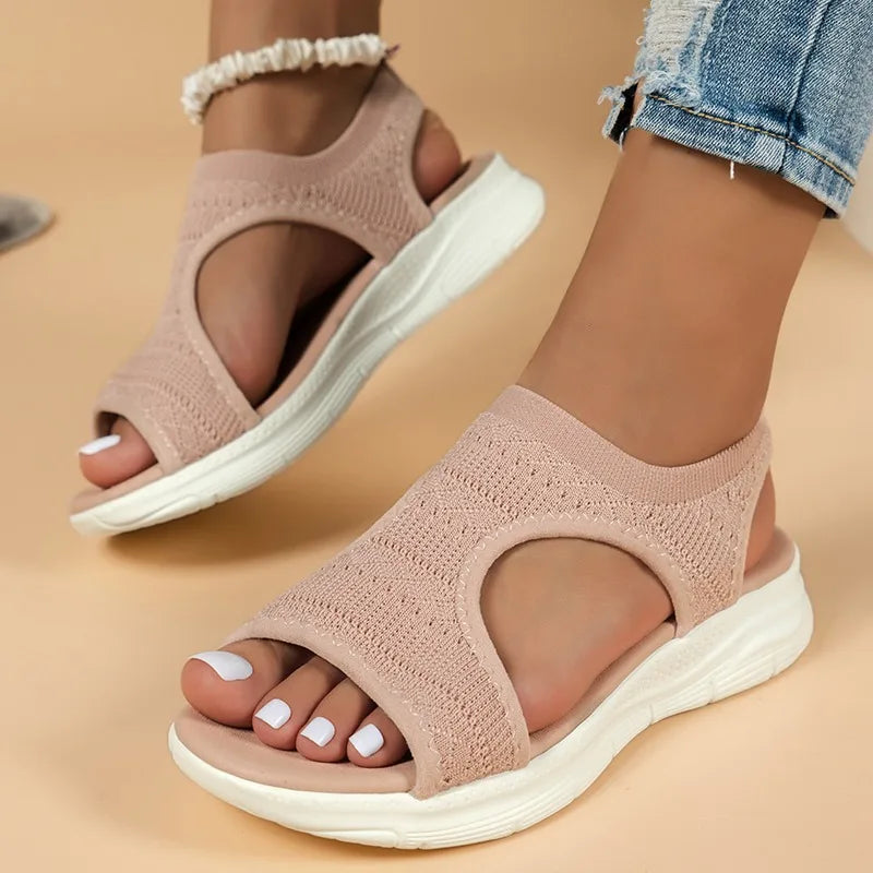 2025 Summer Women’s Casual Sports Sandals – Comfortable Mesh Wedge Beach & Roman Sandals