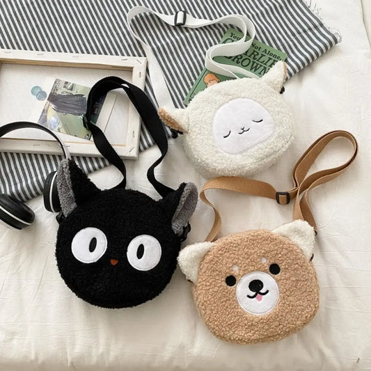Kawaii Plush Polyester Phone Purse – Women’s Small Crossbody Shoulder Bag for Shopping & Outdoors