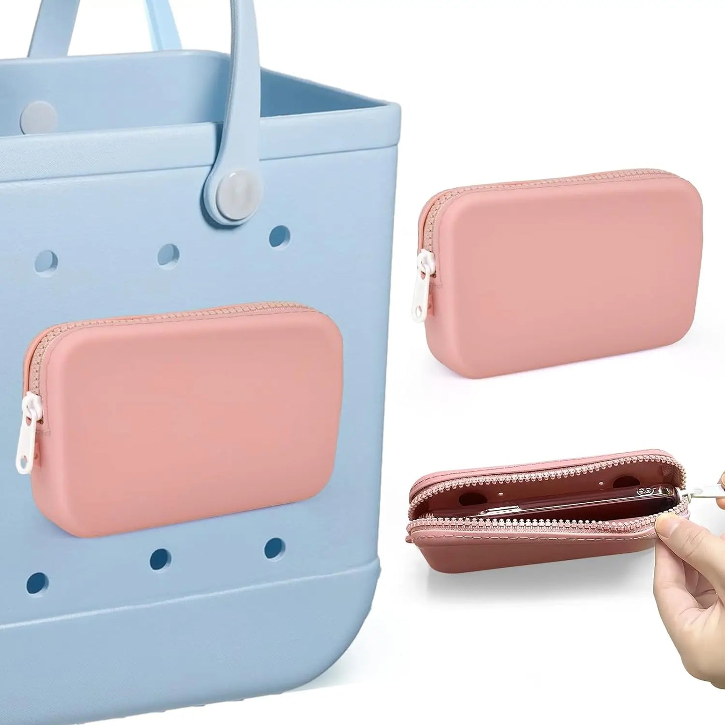 Silicone Phone Holder for Beach Bag – Soft Waterproof Insert Wallet Charm, Bo Bag Accessories Attachment for Beach Travel & Storage Convenience