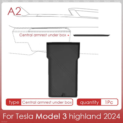 Tesla Model 3 Highland 2024 Center Console Storage Box – Armrest Organizer Accessory for Model 3 Stowing & Tidying