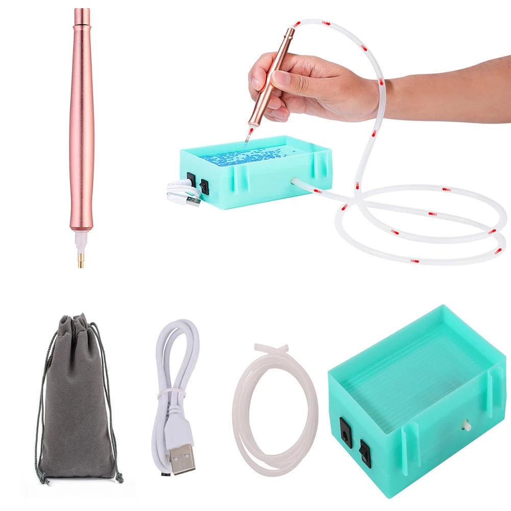 DIY Electric Diamond Painting Pen Set — Portable USB Vacuum Suction Kit