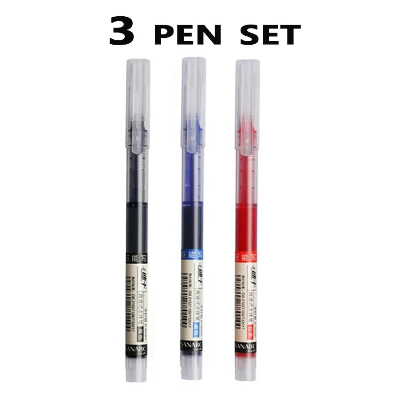3–5Pcs Quick-Drying Gel Ink Pens 0.5mm – Large Capacity Smooth Writing Pens Black & Blue Ink for School, Office & Stationery Use