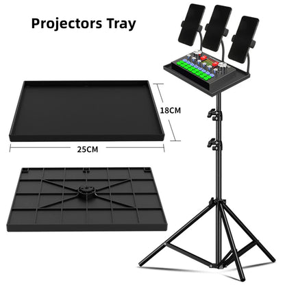 Sound Card Projector Tray with Microphone Tripod Stand – Smartphone, Camera, and Laptop Bracket Platform with 1/4-inch Screw Adapter