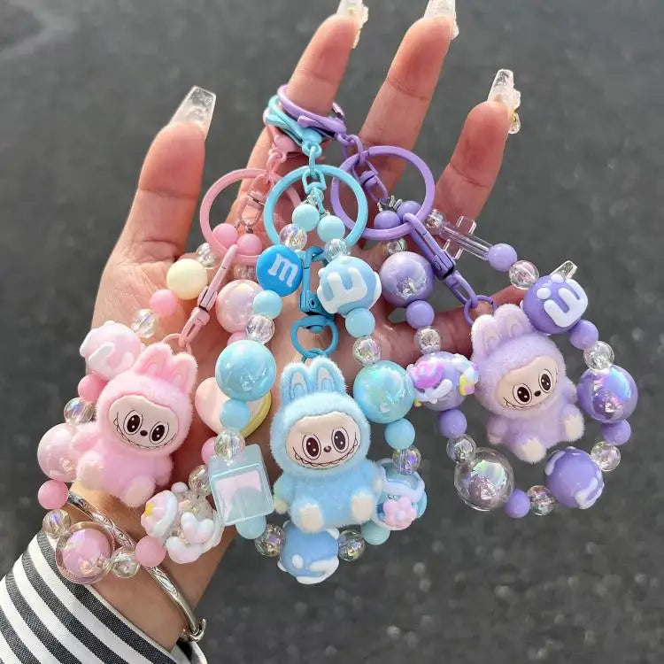 Labubu Keychain — Creative Resin Bead Cartoon Pendant for Backpack, DIY Couple & Kids Gifts