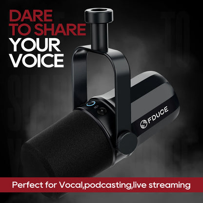 FDUCE SL40X/SL40 USB & XLR Dynamic Microphone – Built-in Headset Output & Sound Insulation for Podcasts, Gaming & Live Broadcast