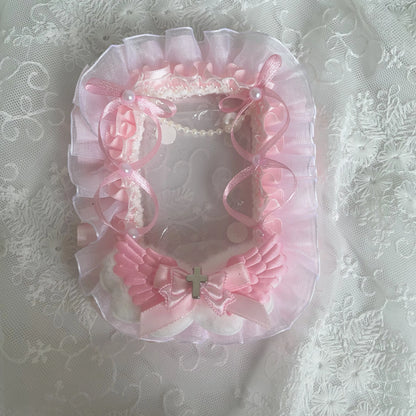 Lace Bow Pearl Card Holder - Decorative Photo Card Cover for DIY Crafts, Scrapbooking & Display