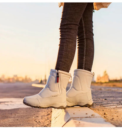 Large Winter Men’s Boots – Warm Plush Ankle High-Top Snow Boots, Sweat-Wicking Outdoor Sneakers