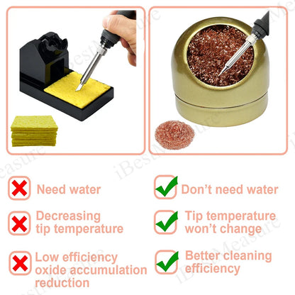 Soldering Iron Tip Cleaner: Copper Wire Cleaning Ball with Sponge and Holder - No Water Needed, Welding and Soldering Iron Tip Cleaning Solution