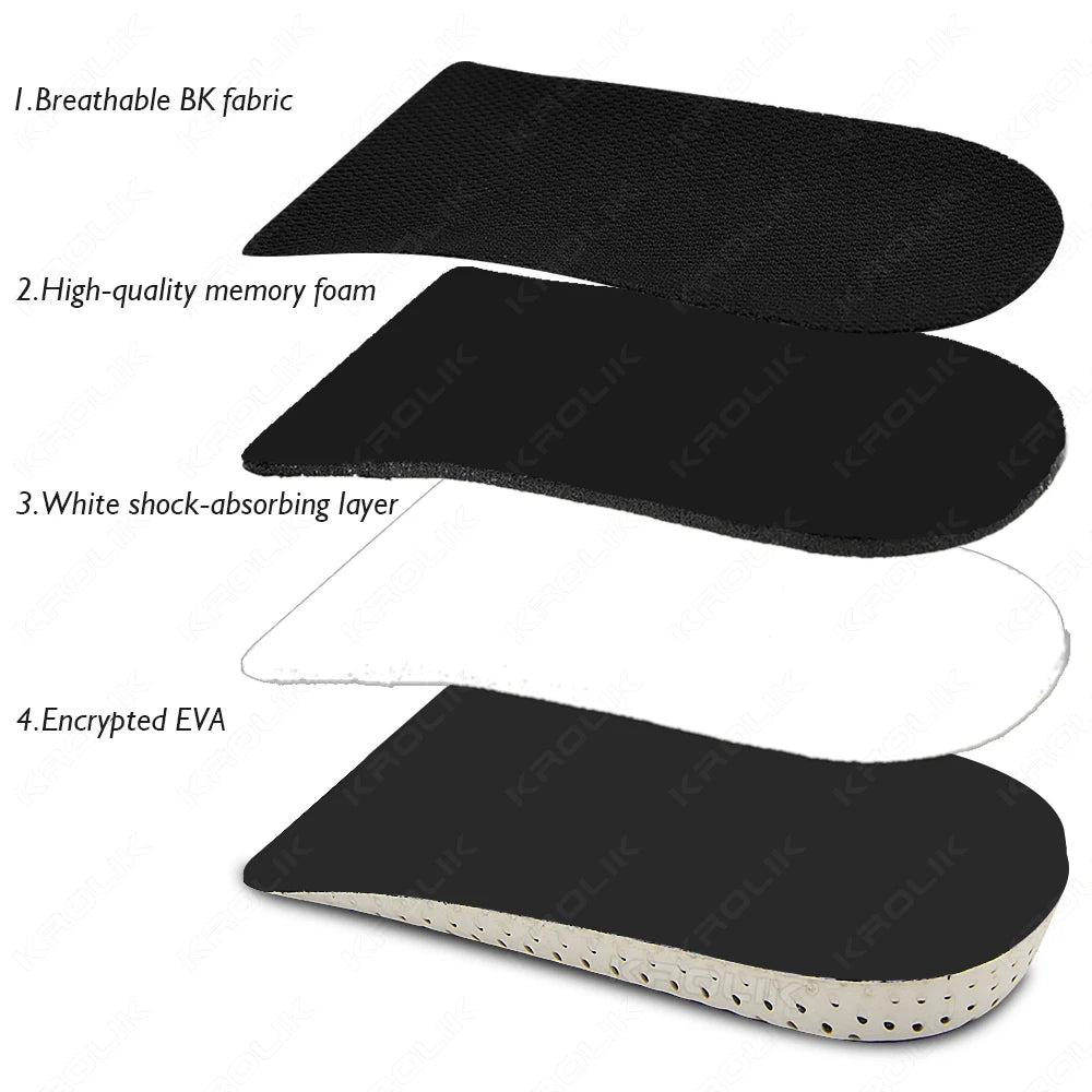 Height Increase Half Shoe Insoles — Unisex Heel Insert with Cushion & Arch Support, 2-5cm Invisible Lift Pads