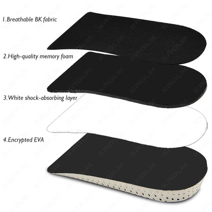 Height Increase Half Shoe Insoles — Unisex Heel Insert with Cushion & Arch Support, 2-5cm Invisible Lift Pads
