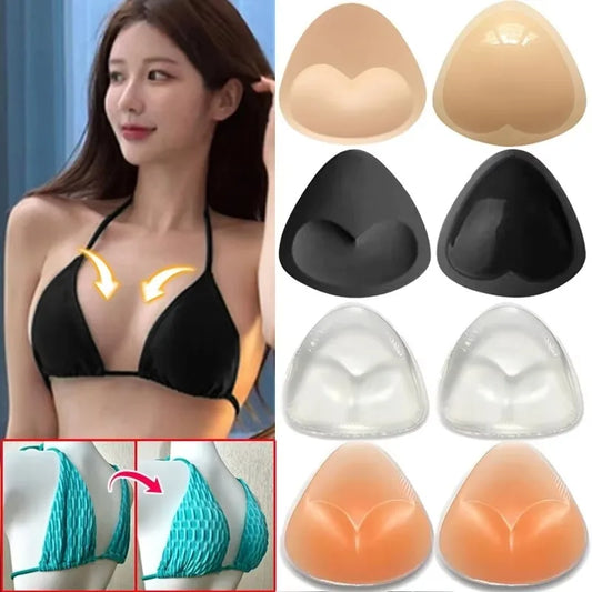 2pcs Silicone Bra Inserts – Sticky Push-Up Breast Pads, Thicker Nipple Covers for Women’s Bras & Swimsuits