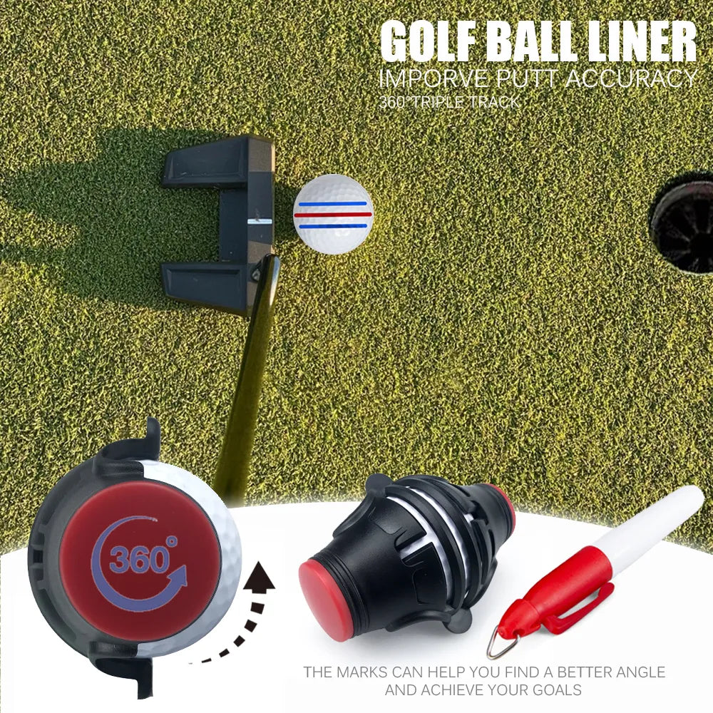 360 Degree Rotating Golf Ball Liner Marker: Improve Putt Accuracy with Template Marker Pen - Essential Golf Tool for Putting Positioning