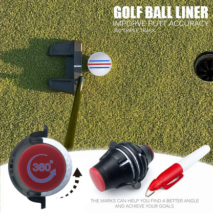 360 Degree Rotating Golf Ball Liner Marker: Improve Putt Accuracy with Template Marker Pen - Essential Golf Tool for Putting Positioning