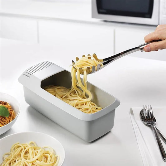 Microwave Noodles Pasta Cooker with Strainer | Eco-Friendly Plastic Spaghetti Vegetable Steamer | Dishwasher-Safe Kitchen Accessory