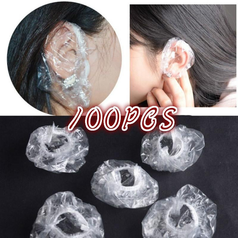 100Pcs Disposable Hairdressing Earmuffs - Clear Ear Covers for Ear Protection, Hair Dye & Color Styling Tool