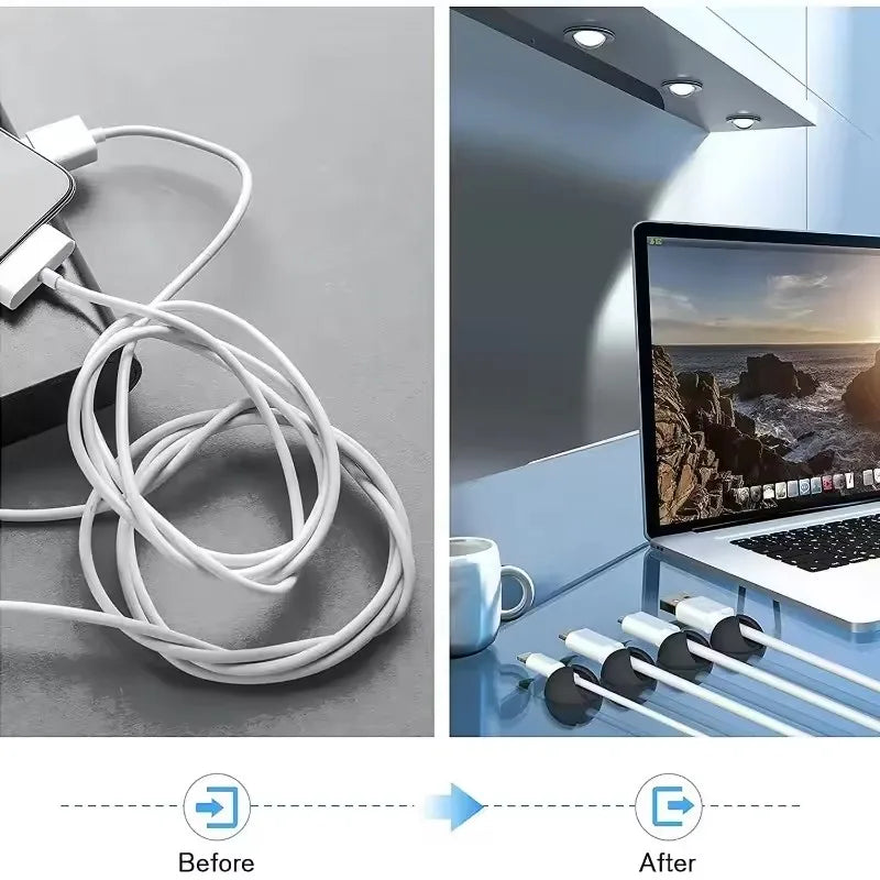 5/50Pcs Mini Cable Winder Organizers - USB Charging Cord Clips, Wire Holders & Cable Protectors for Home, Office & Car