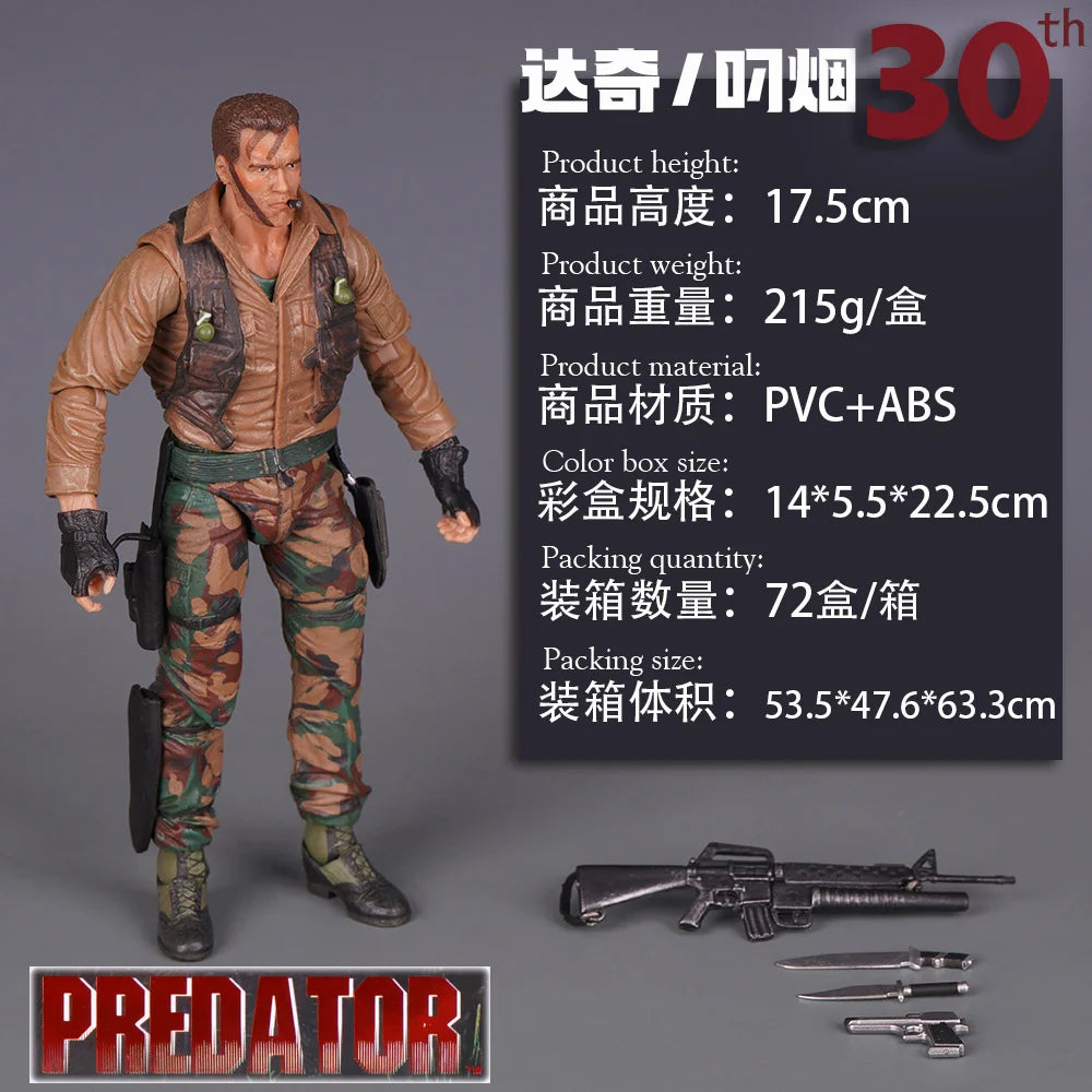 2026 NECA Predator Jungle Extraction Dutch Action Figure – Arnold Schwarzenegger Collectible Statue Model Desktop Decoration Toy Gift