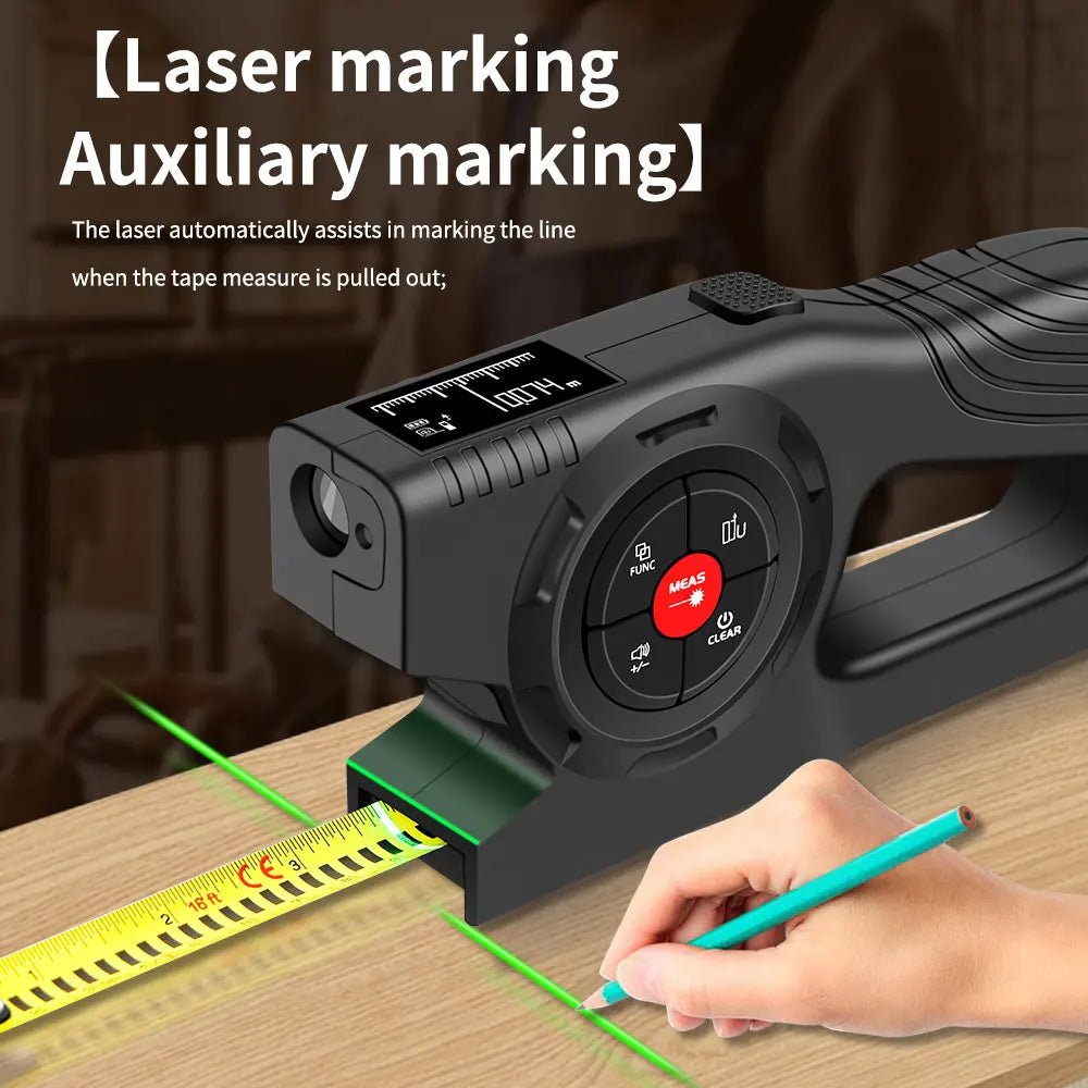 3-in-1 120M Laser Rangefinder Tape Measure – LCD Backlight Digital Distance Meter Ruler for Construction & Building Measurement