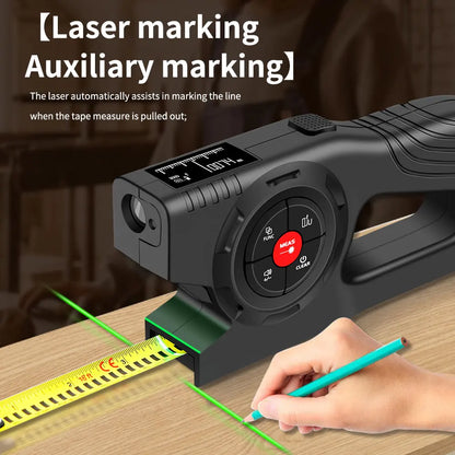 3-in-1 120M Laser Rangefinder Tape Measure – LCD Backlight Digital Distance Meter Ruler for Construction & Building Measurement
