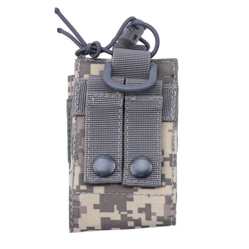 Tactical Radio Pouch: Military Molle Nylon Holder for Hunting Walkie Talkie - Interphone Hanging Bag with Magazine Pocket - Caza Essential