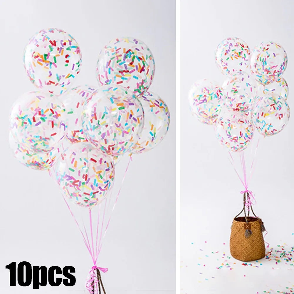 10pcs Ice Cream-Themed Balloons – Latex Party Decorations with Paper Confetti Strips for Birthday, Wedding & Baby Shower