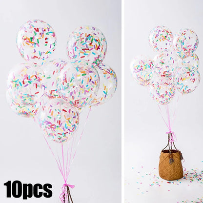 10pcs Ice Cream-Themed Balloons – Latex Party Decorations with Paper Confetti Strips for Birthday, Wedding & Baby Shower