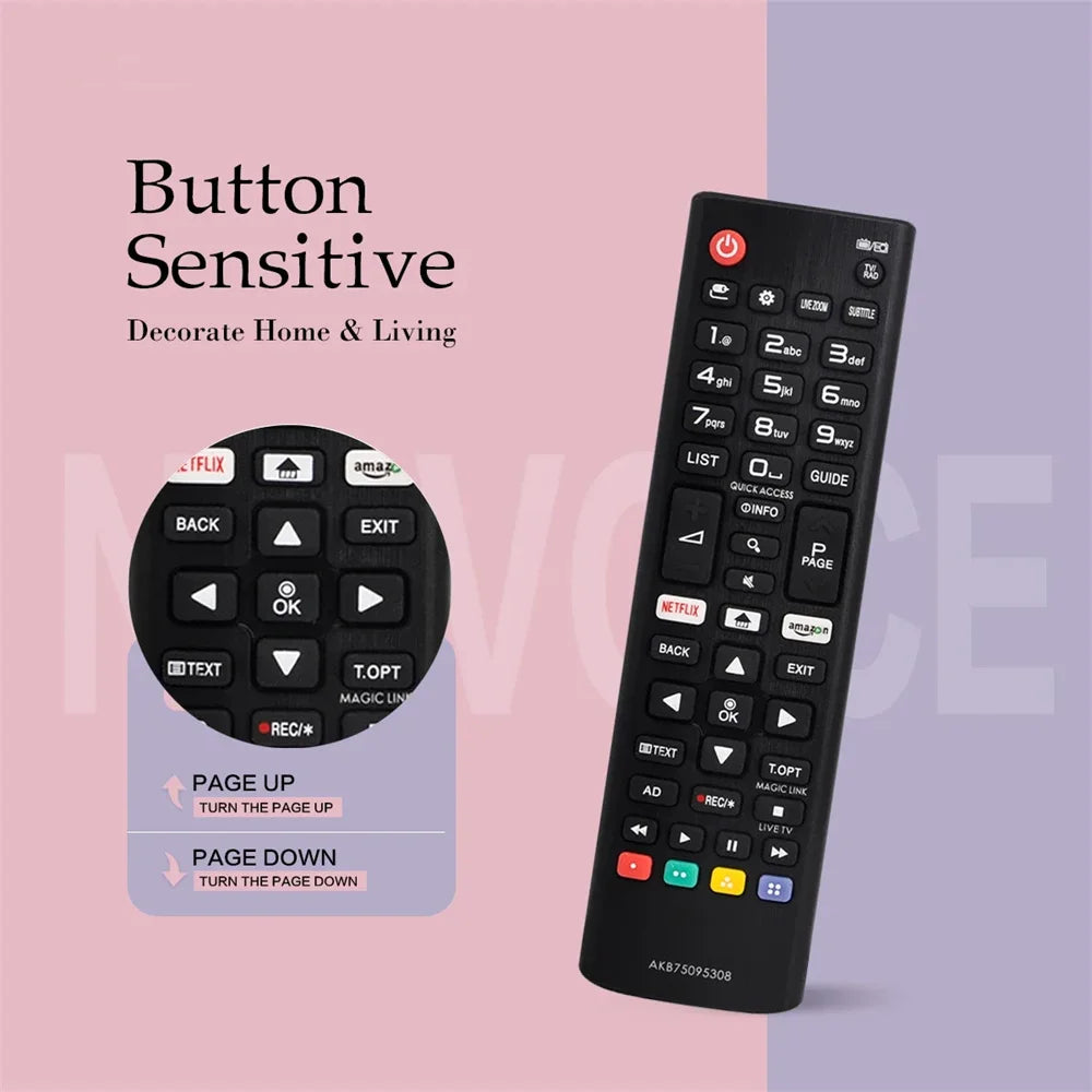 AKB75095307 LG TV Replacement Remote - IR Remote Control for 43UJ6560, 49UJ6500, 55UJ6540 & Compatible LG TVs