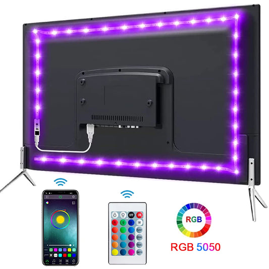USB RGB LED Strip Light - 5050 SMD Flexible Bluetooth LED Tape Lamp for TV Desktop Room Decoration