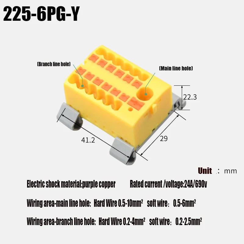 Push-In Modular Wire Connector Terminal Block – Compact 1-In Multiple-Out Splicing Lighting Connector, 225 Series (1Pc)