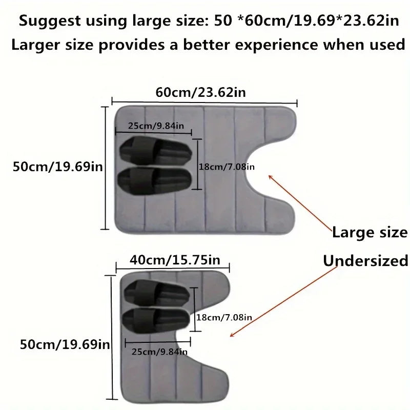 U-Shaped Toilet Mat - Memory Foam Bathroom Carpet, Anti-Skid & Super Absorbent Bath Mat
