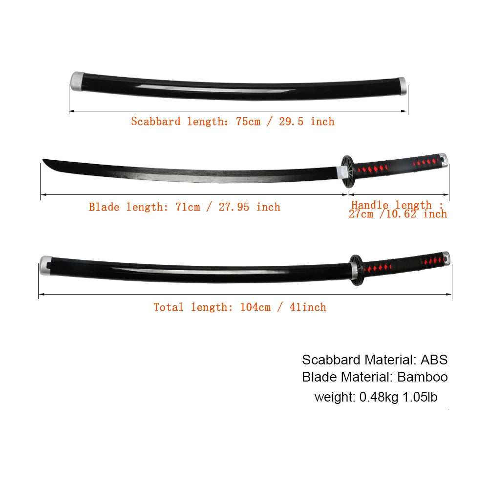 41" Demon Slayer Tanjiro Katana Sword – Samurai Cosplay Prop with Belt & Holder for Halloween Decoration