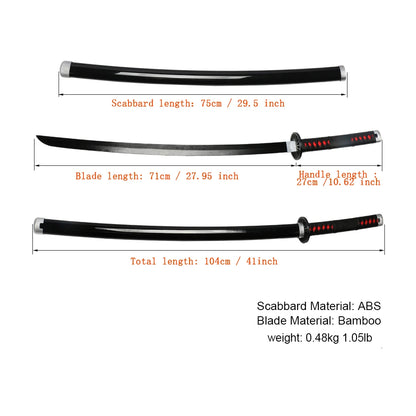 41" Demon Slayer Tanjiro Katana Sword – Samurai Cosplay Prop with Belt & Holder for Halloween Decoration