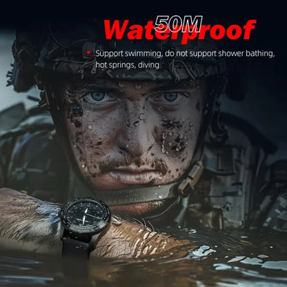 NORTH EDGE MACH 2024 Solar Powered Men's Watch – Dual Time Zone Waterproof Pilot Watch with TPR Nylon Strap