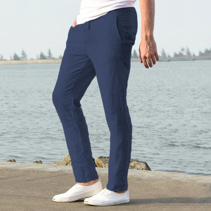 Men's Cotton Linen Pants – Breathable Solid Color Trousers for Autumn, Fitness & Streetwear, S-3XL
