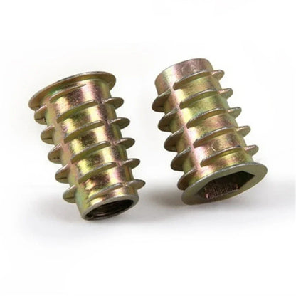 10-50Pcs M4 M5 M6 M8 Zinc Alloy Wood Insert Nuts Flanged Hex Drive Furniture Nuts, Length 8-25mm