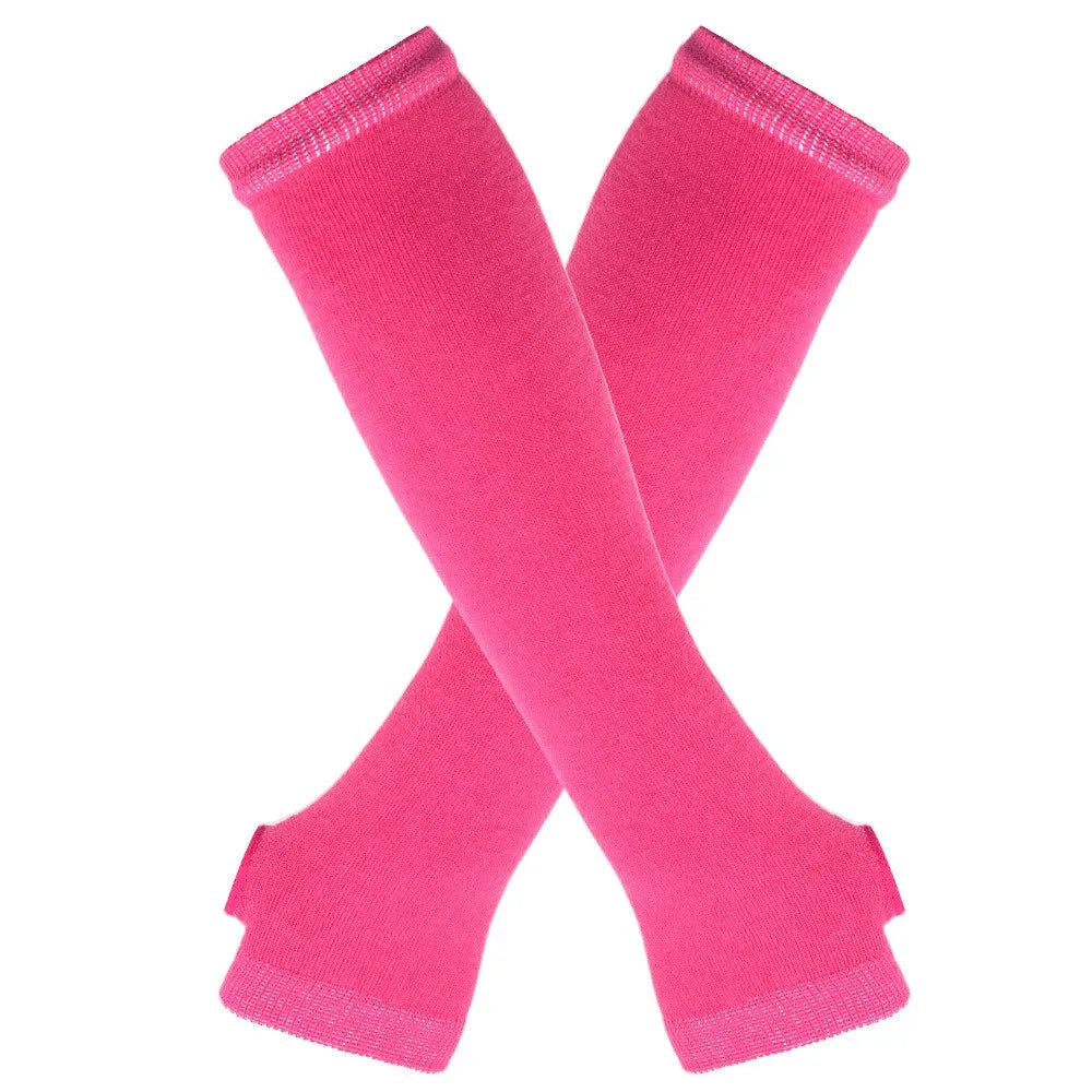 Warm Knitted Long Fingerless Gloves – Striped Elbow Mittens for Women, Fashion Christmas Gift