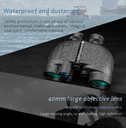 1500m Marine Binoculars for Adults – 8x40 with Rangefinder, Compass, IP65 Waterproof, UHD Field of View 8°
