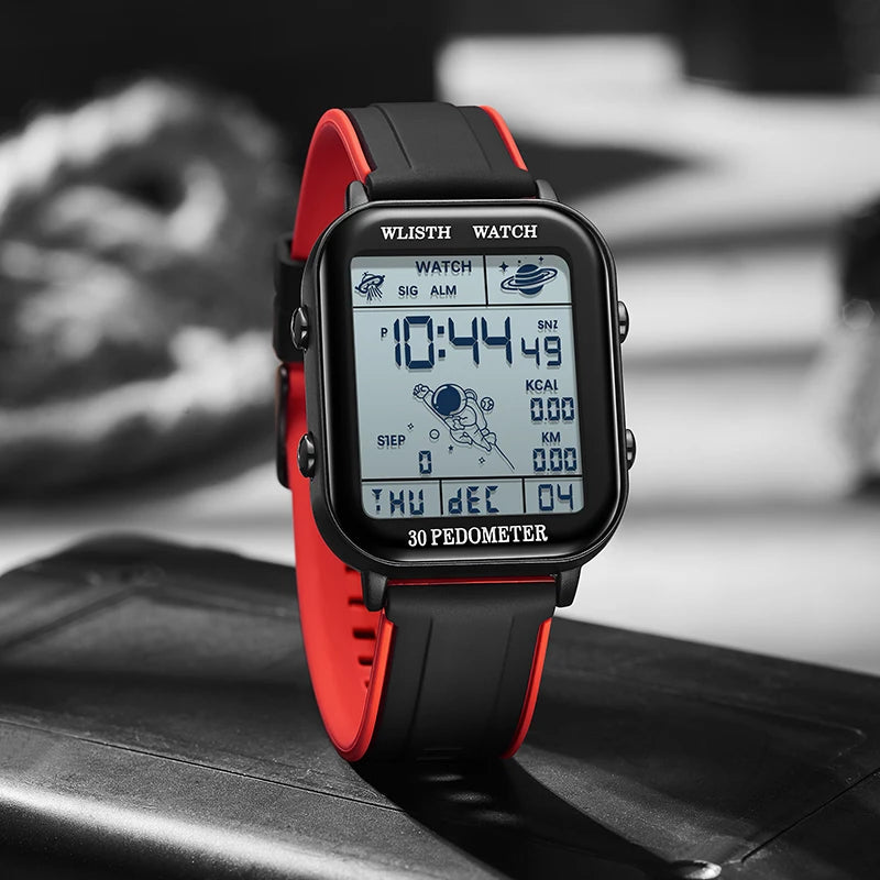 Men’s Digital Sports Watch - Stopwatch, Countdown Timer, Calendar & Pedometer Wristwatch