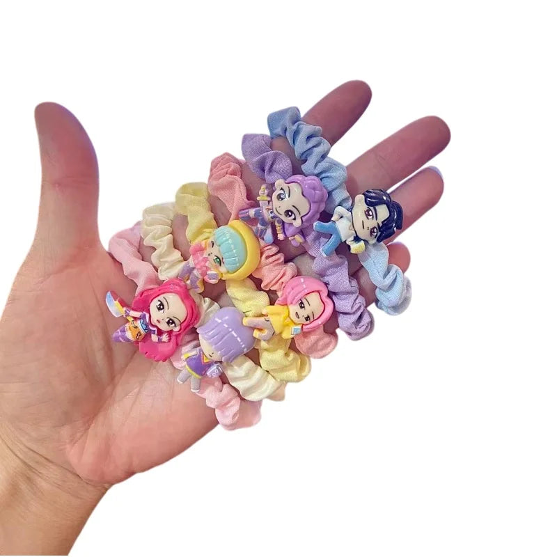 6PCS Demon Hunter Cartoon Hair Ties — Cute Anime Kawaii Elastic Hair Ropes Set for Women & Girls Ponytail Holders