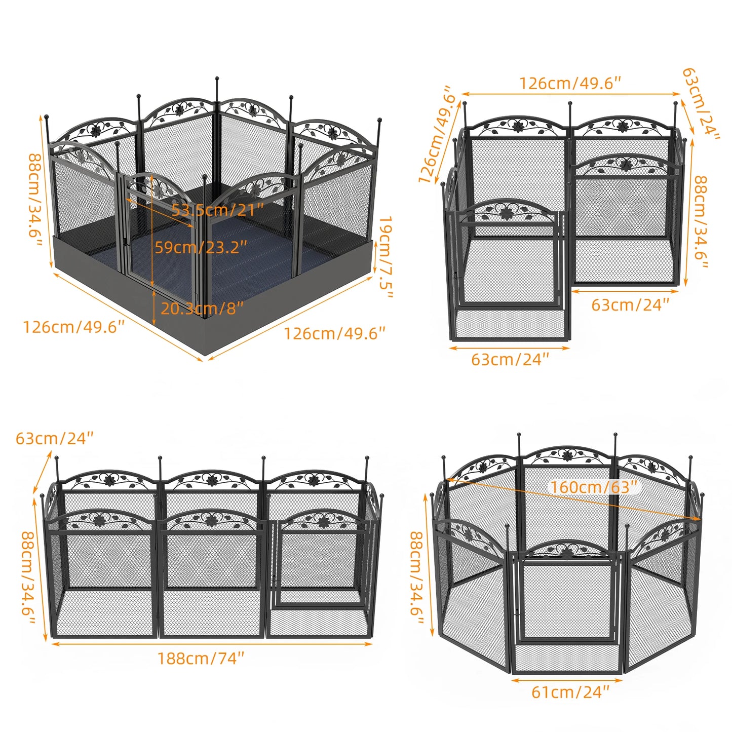 8-Panel DIY Heavy Duty Dog Playpen – Indoor & Outdoor Metal Puppy Fence with Waterproof Pad for Whelping and Training