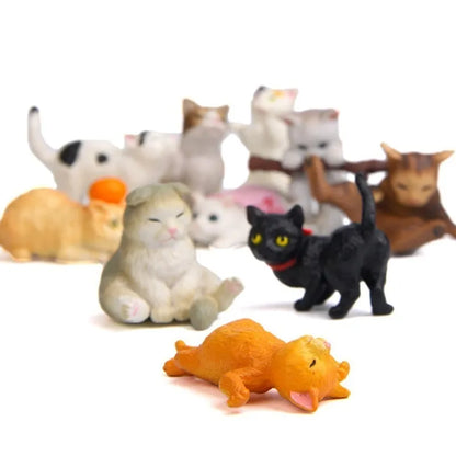 10Pcs Cat Miniature Garden Figurines - Colorful Creative Home Decor for Your Mini Landscaping