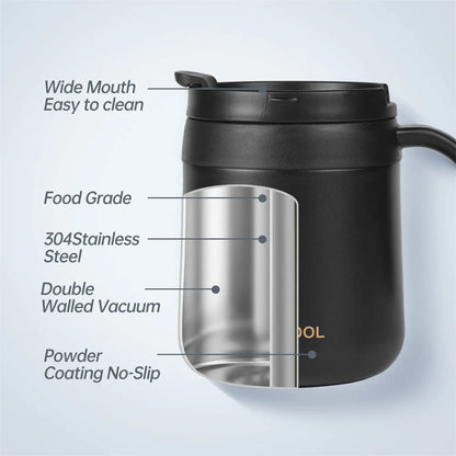 350/500ml Stainless Steel Insulated Coffee Mug with Handle - Tumbler and Thermos for Coffee and Tea
