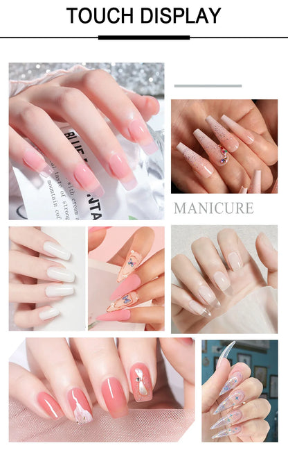 40ml Crystal Liquid & 45ml Acrylic Powder Set – Pink, White, Transparent Acrylic Powder Kit for Beginners Nail Art