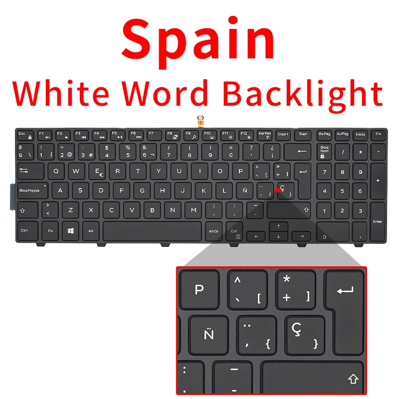 Dell Inspiron 15 Keyboard Replacement – BR/SP/US Russian Layout Backlit Keyboard for 3567 5577 5555 5557 5559 3543 5547 5549 5548 P39F P51F
