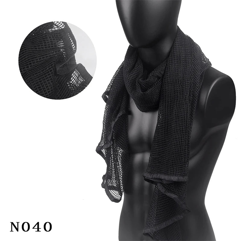 Outdoor Camouflage Netting Scarf — Camo Mesh Face Veil & Shemagh Head Wrap for Camping, Hiking, Shooting