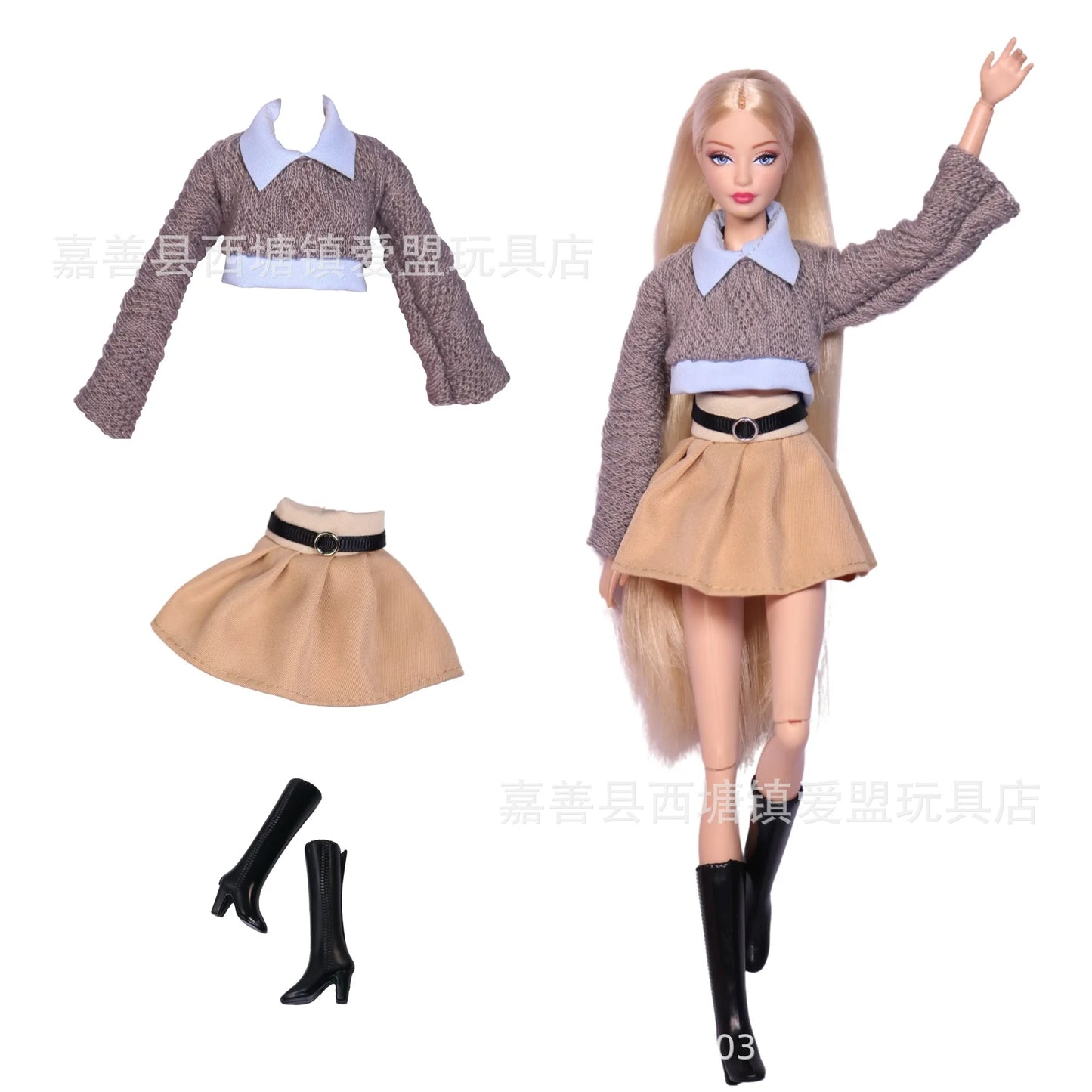 Doll Clothes for 30cm Barbie – Skirt, Outerwear, Pants & Shoes Accessories
